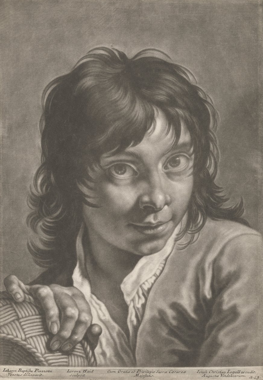 Portrett av en gutt med en kurv av Johann Lorenz Haid