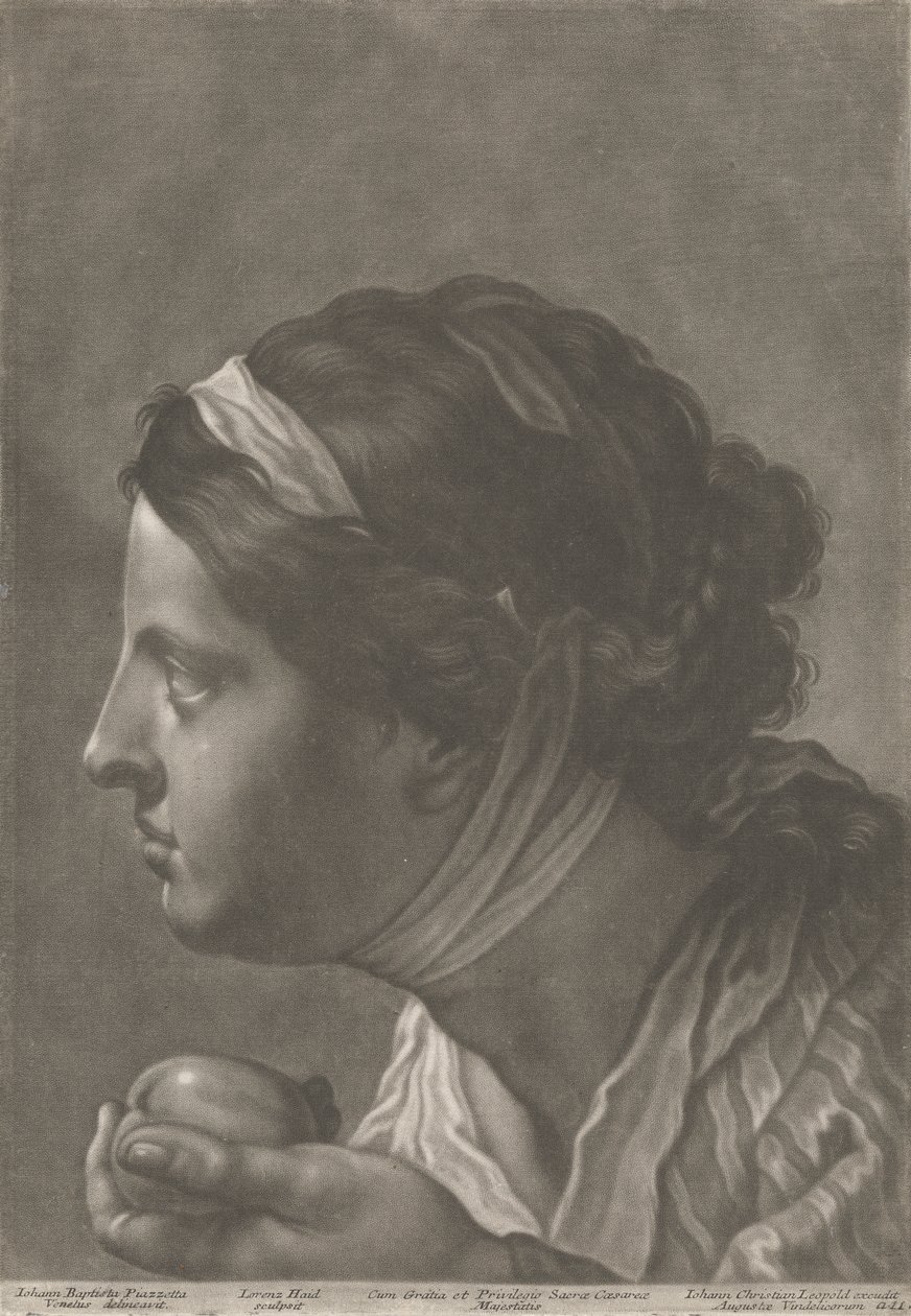 Portrett av en kvinne som holder frukt av Johann Lorenz Haid