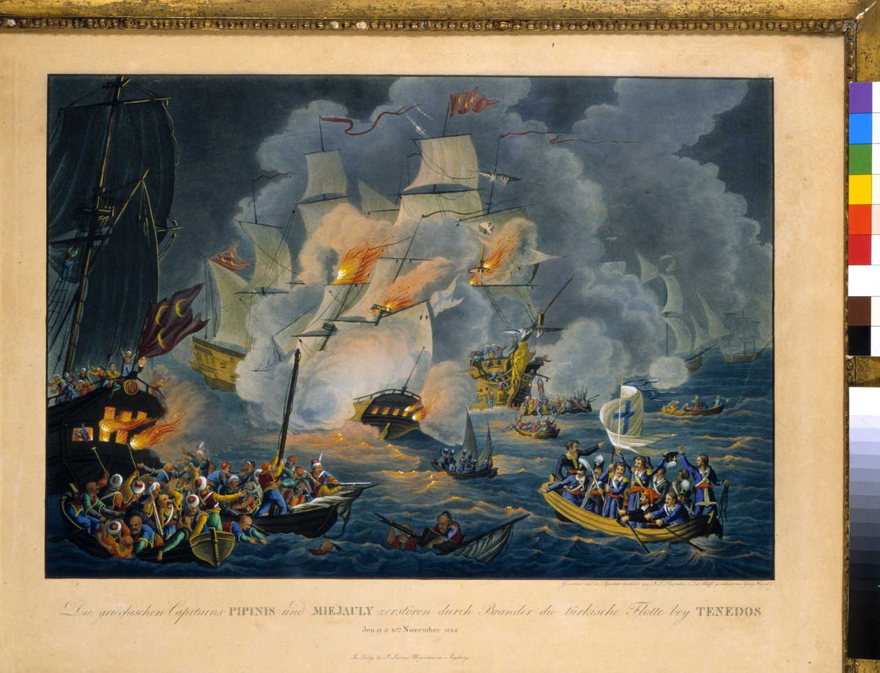 Slaget ved Tenedos, 27. oktober 1822 (Etsing) av Johann Lorenz Rugendas
