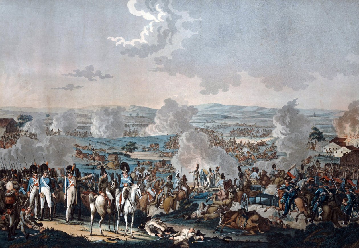 Slaget ved Wagram (1809) - Akvatint - 52,8x63,4 - Privat samling av Johann Lorenz Rugendas