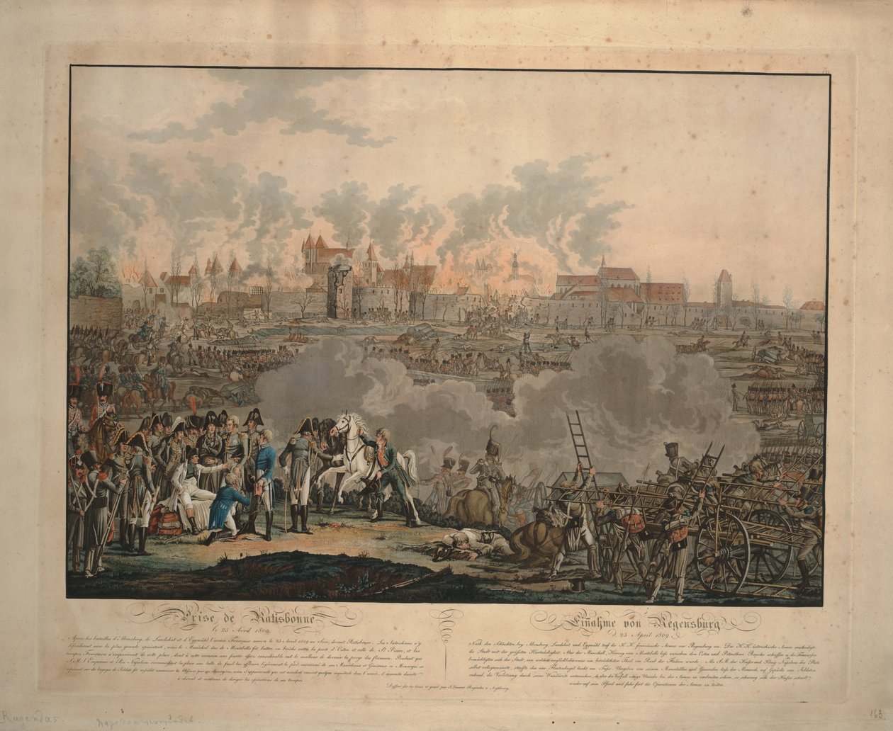 Slaget ved Ratisbon 23. april 1809, 1809 av Johann Lorenz Rugendas the Younger