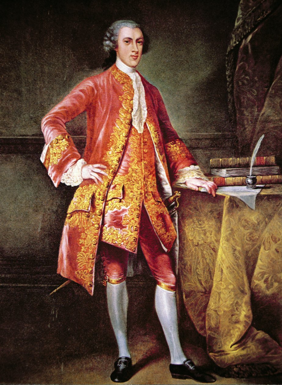 Portrett av Frederick Calvert (farge litho) av Johann Ludwig (after) Tietz