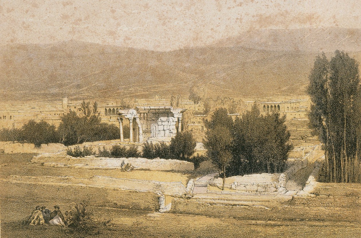 Baalbek. Etsning av Bernatz et alii - Steinkopk J.F. Redaktør av Johann Martin Bernatz