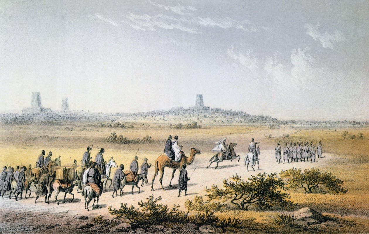 Inngangen til Heinrich Barths (1821-65) karavane til Timbuktu i 1853, fra 
