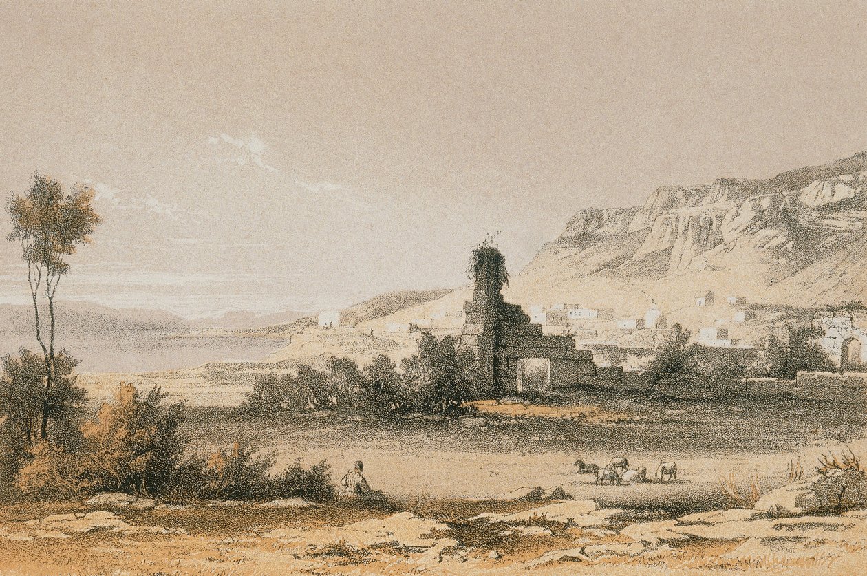 Magdala (Majdal Shams). Etsning av Bernatz et alii - Steinkopk J.F. Editore av Johann Martin Bernatz