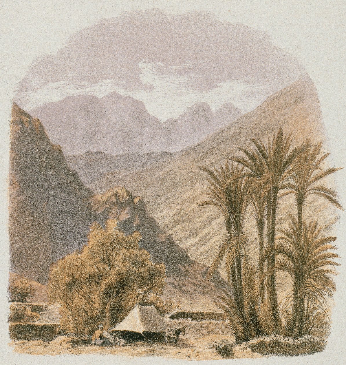 Sinai. Etsning av Bernatz et al - Steinkopk J.F. Redaktør av Johann Martin Bernatz