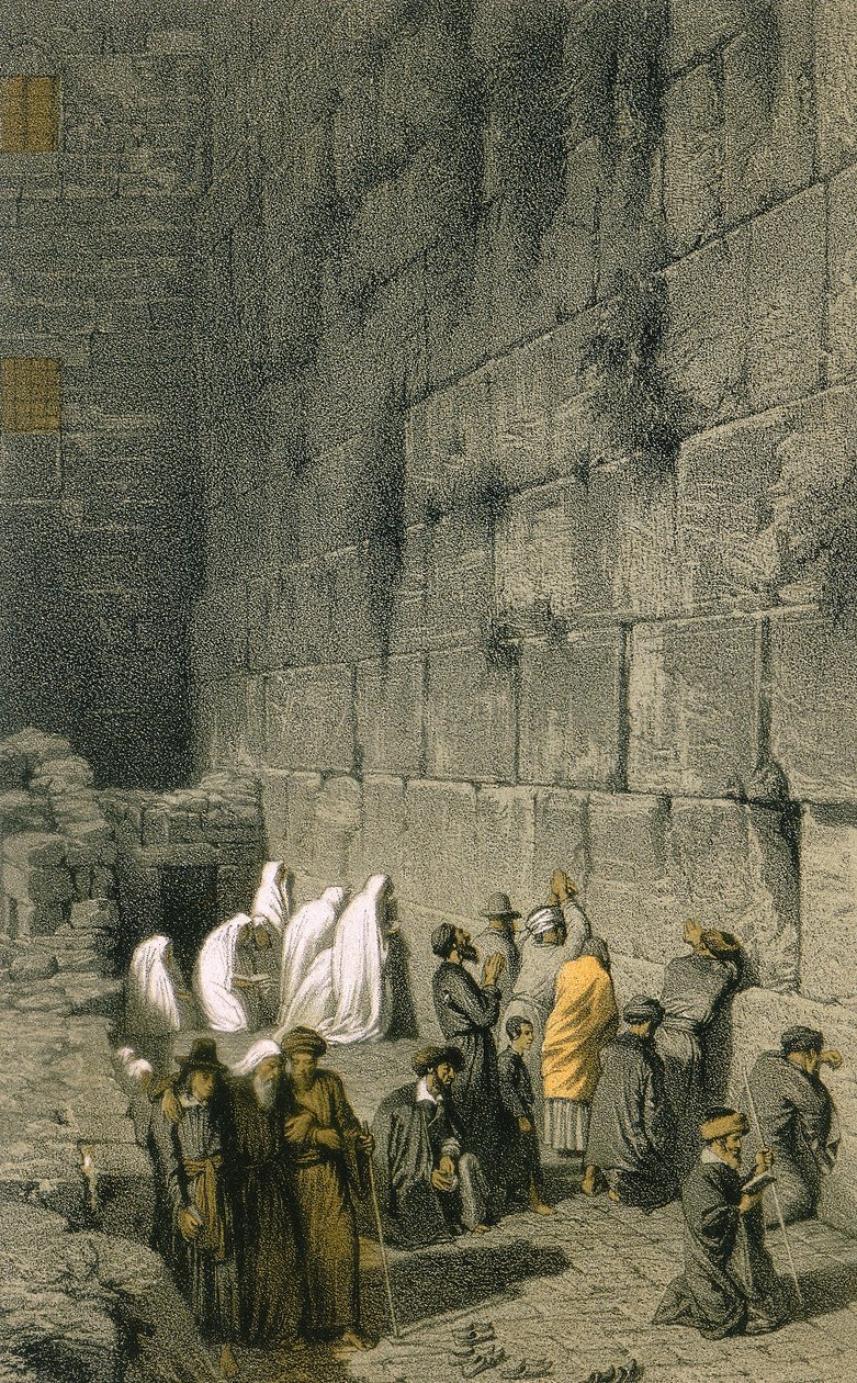 Vestmuren i Jerusalem. Fargegravering av Bernatz et alii - Steinkopk J.F. Editore av Johann Martin Bernatz