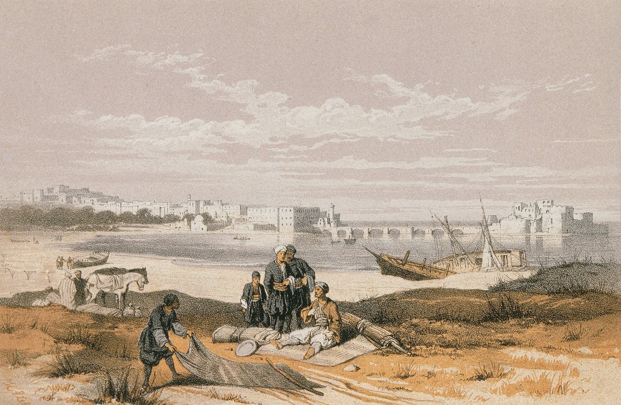 Utsikt over Sidon (Said). Etsning av Stelzner - Steinkopk J.F. Editore av Johann Martin Bernatz
