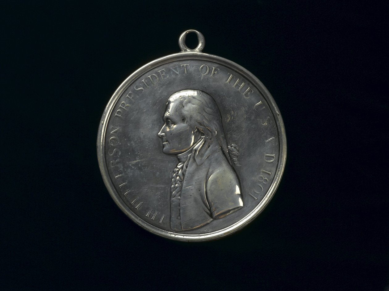 Thomas Jefferson indisk fredsmedalje, ca. 1801 (sølv) av Johann Mathias Reich