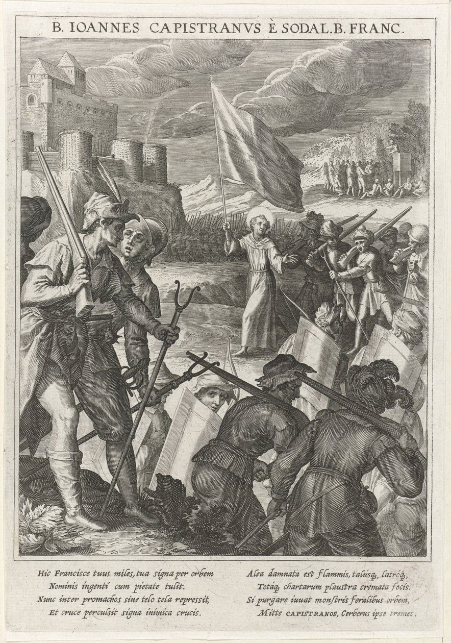 Saint John of Capistrano leder de kristne styrkene i beleiringen av Beograd, 1615 av Johann Matthias Kager
