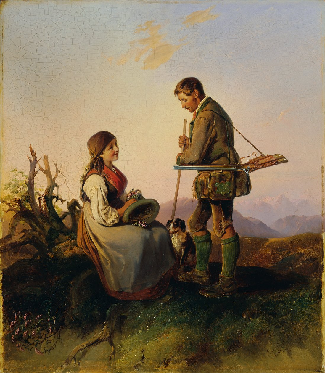 jeger og jente av Johann Matthias Ranftl