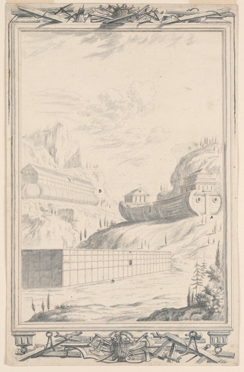 Studie for Noahs ark, plate 40, Physica Sacra av Johann Melchior Füssli