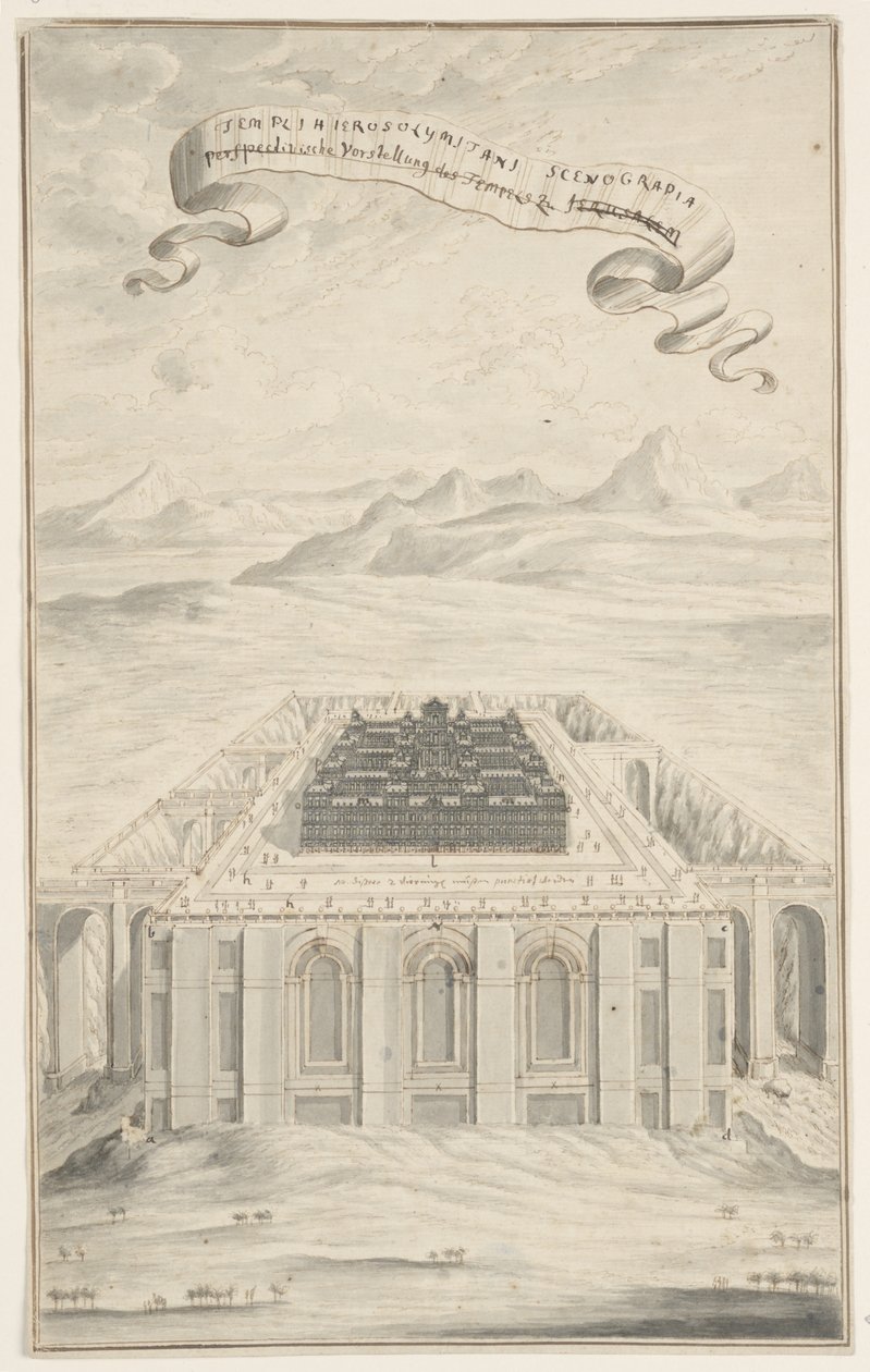 Studie for The Temple in Jerusalem, Plate 424, Physica Sacra av Johann Melchior Füssli