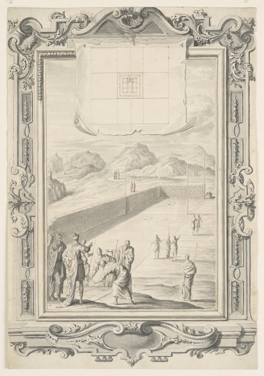 Studie for den første planen for Salomos tempel, plate 420, Physica Sacra av Johann Melchior Füssli