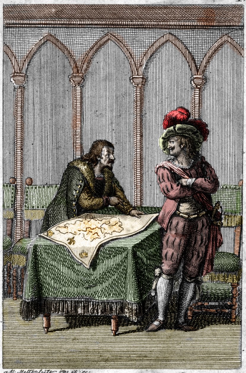 Keiser Albert I av Habsburg (1255-1308) studerer kartet over Frankrike på tidspunktet for konflikten mellom pave Boniface VIII og kong Filip IV av Frankrike av Johann Michael Mettenleiter