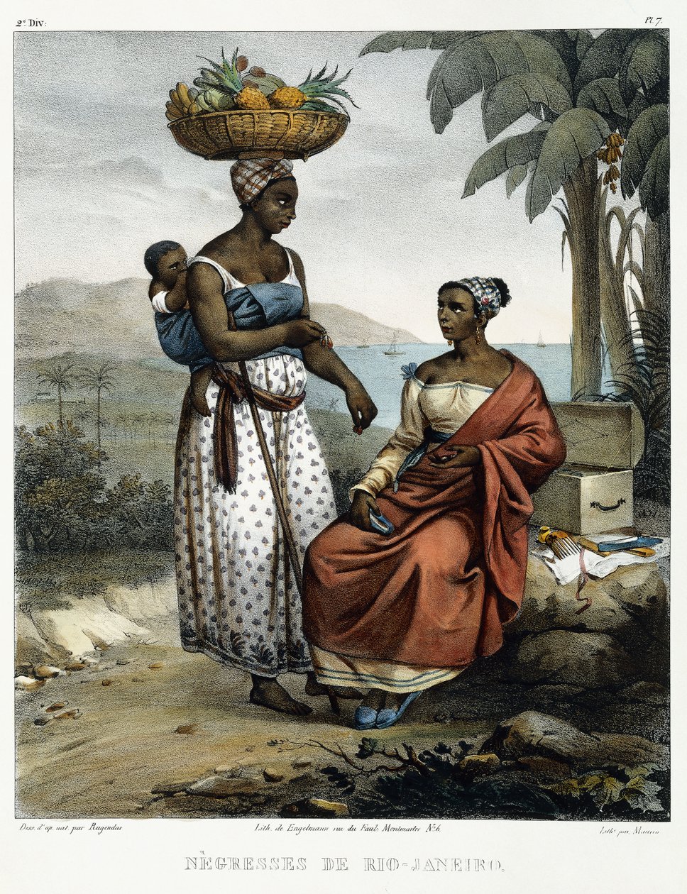 Svarte kvinner i Rio-Janeiro, fra "Picturesque Voyage to Brazil" av Johann Moritz (after) Rugendas