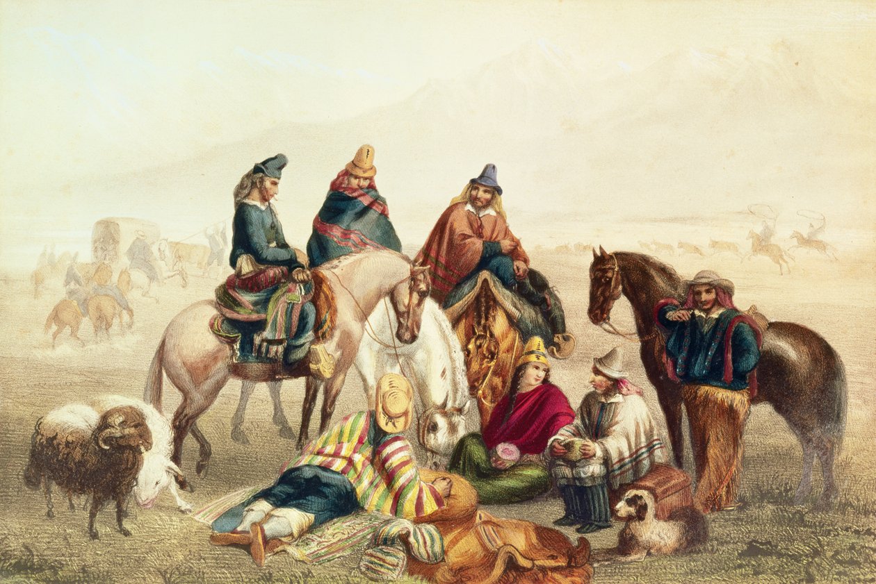 Kostymer av chilenske rustikk, illustrasjon fra 