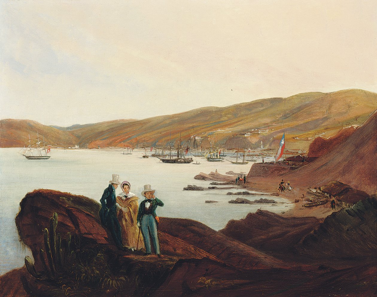 El Membrillo-stranden, nær Valparaiso, 1844 av Johann Moritz Rugendas