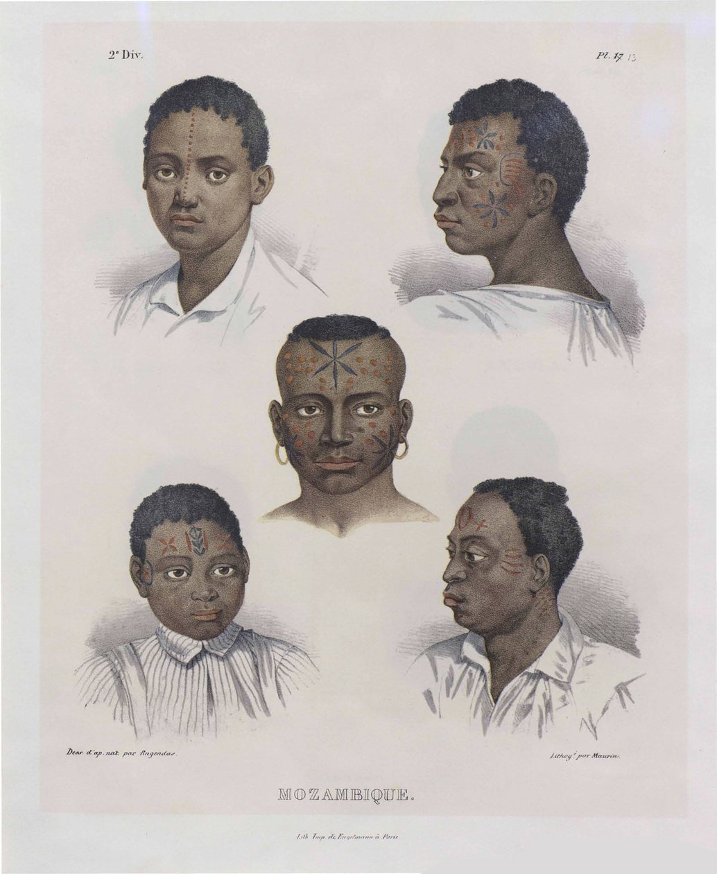 Mosambikanere. Fra pittoreske reiser i Brasil, 1830-1835. av Johann Moritz Rugendas