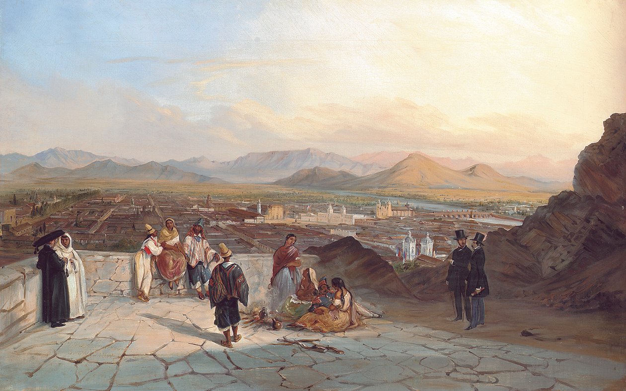Santiago de Chile fra Hill of Santa Lucia mot vest, 1841 av Johann Moritz Rugendas