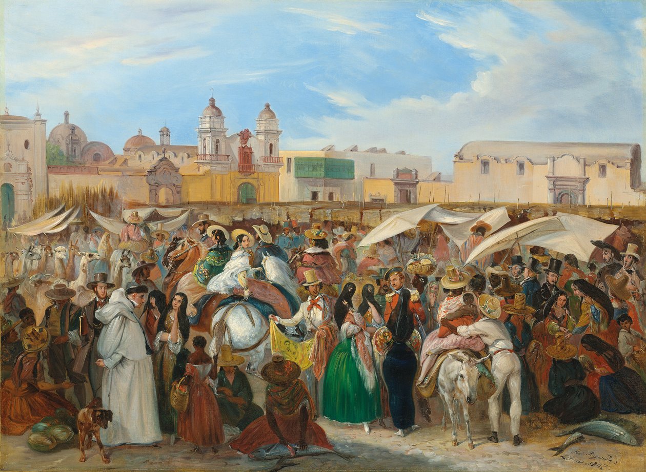 Uavhengighetsmarkedet, Lima, av Johann Moritz Rugendas