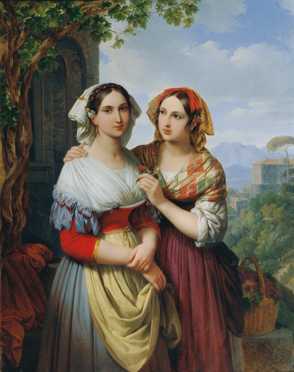 Zwei Mädchen in einer Landschaft   1348756   no       norwegian Successfully Translated  Original: Peasants carousing, 1630-1690 Translat: 
