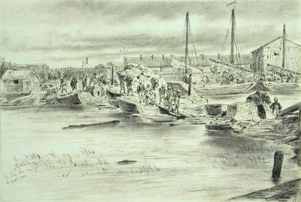 Pei-Ho-broen, august 1900 (akvarell på papir) av Johann Nepomuk Schonberg