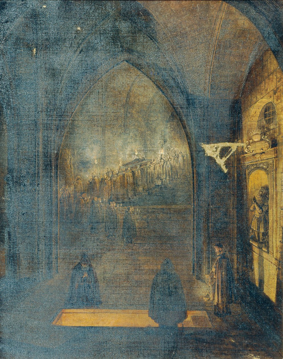 Begravelse inne i en kirke av Johann Nepomuk Schödlberger