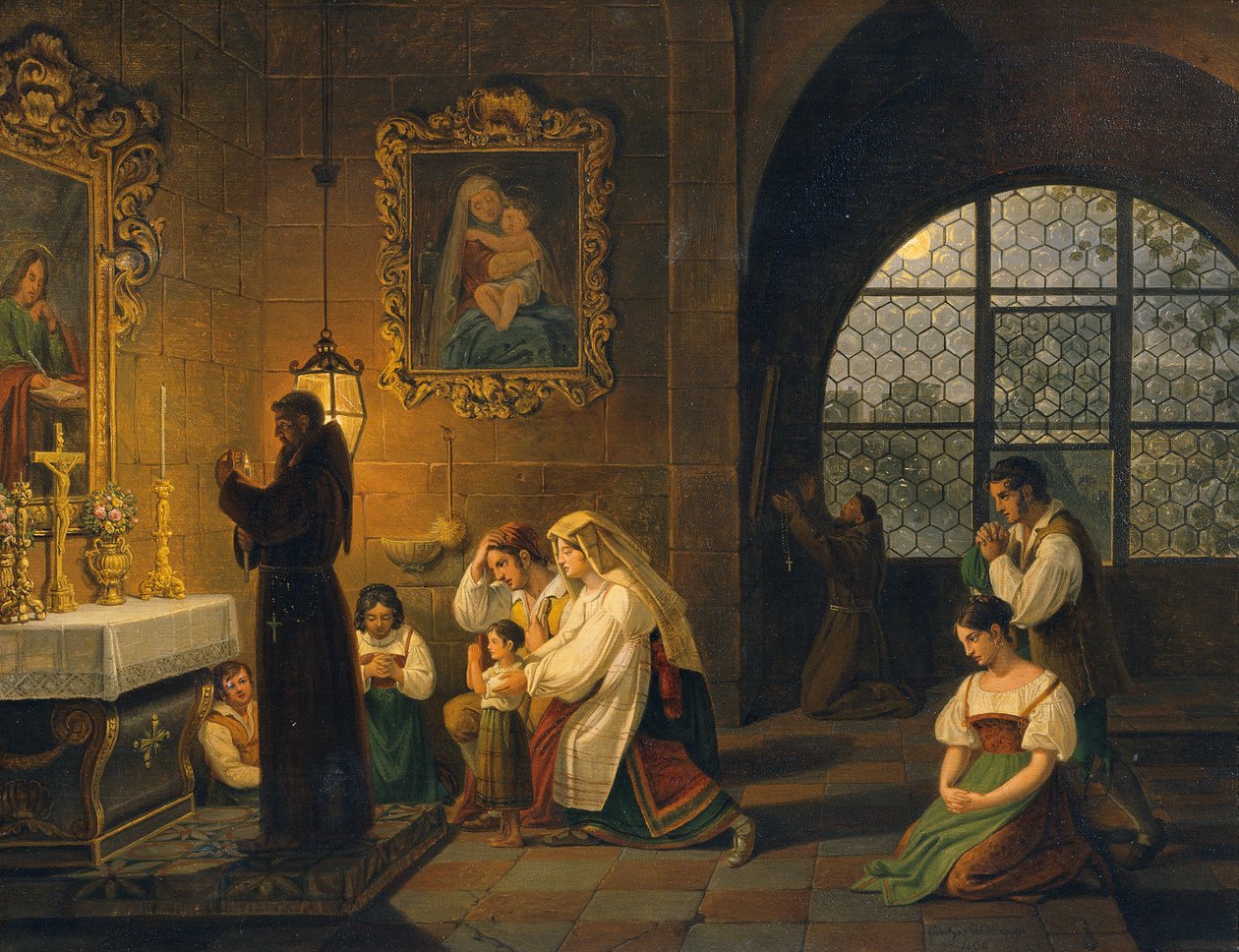 Interiøret i en italiensk kirke av Johann Nepomuk Schödlberger