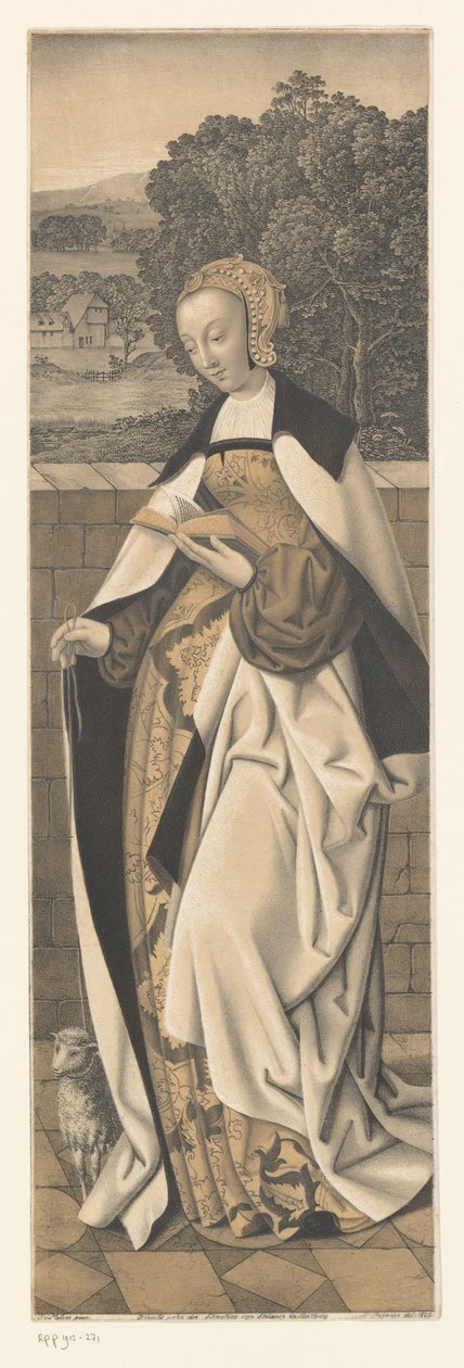 Saint Agnes med lam Verk fra samlingen til brødrene Boisserée (serietittel) Galerie des Frères Boisserée (serietittel) av Johann Nepomuk Strixner