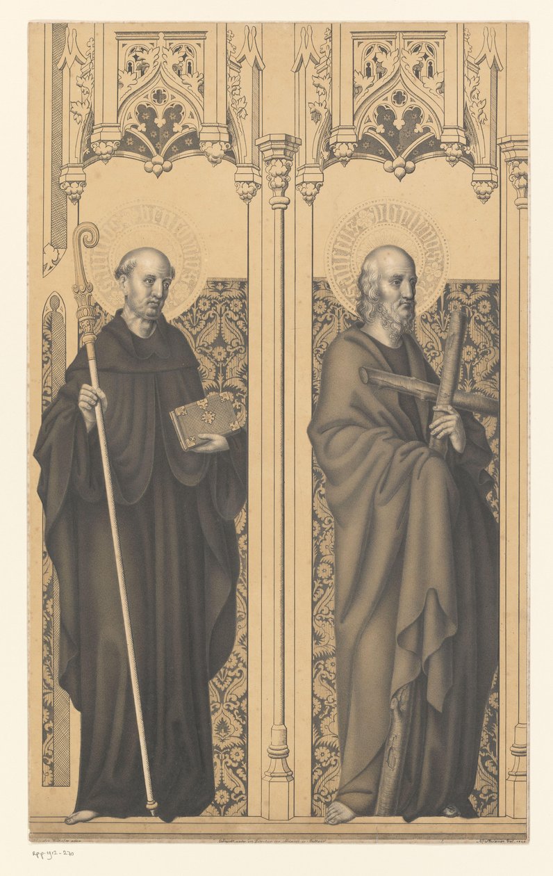 Den hellige Benedikt og Filip Verk fra samlingen til brødrene Boisserée (serietittel) Galerie des Frères Boisserée (serietittel) av Johann Nepomuk Strixner