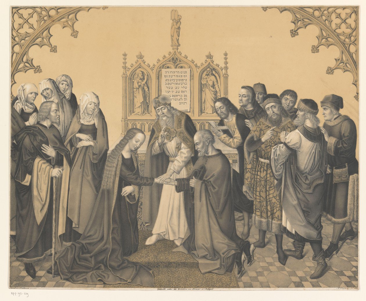Ekteskap mellom Josef og Maria Verk fra samlingen til brødrene Boisserée (serietittel) Galerie des Frères Boisserée (serietittel) av Johann Nepomuk Strixner
