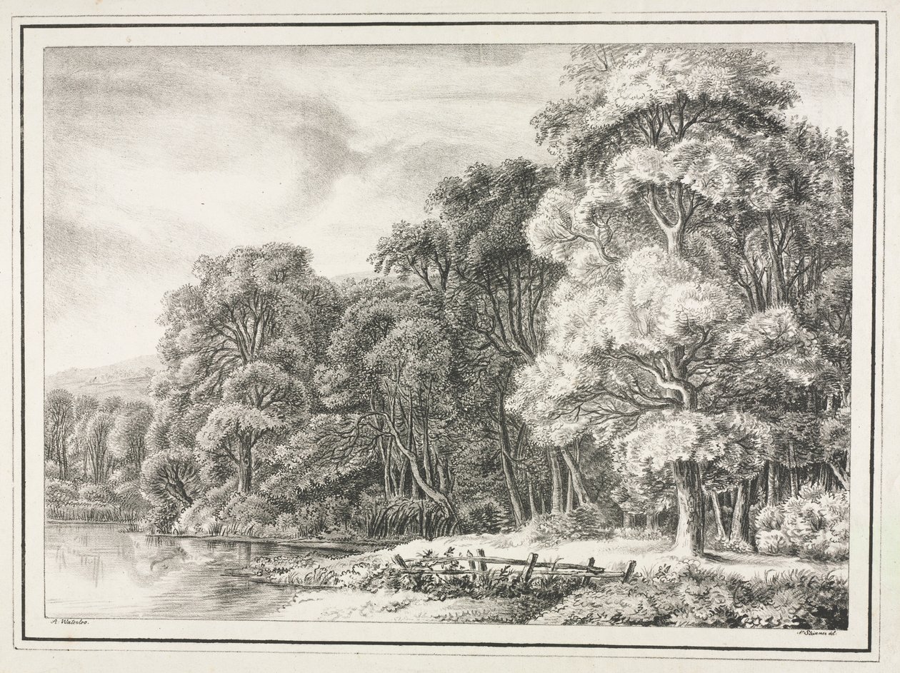 Skoglandskap med innsjø, 1811–1816. av Johann Nepomuk Strixner