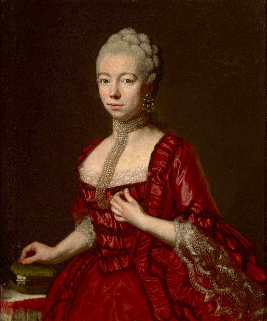 Portrett av baronesse Sophia Katharina von Brukenthal, født von Klockner (1725-1782), av Della Croce, Johann Nepomuk (1736-1819). Olje på lerret, ca 1790. Mål: 93x76 cm. Brukenthal nasjonalmuseum, Sibiu av Johann Nepomuk della Croce