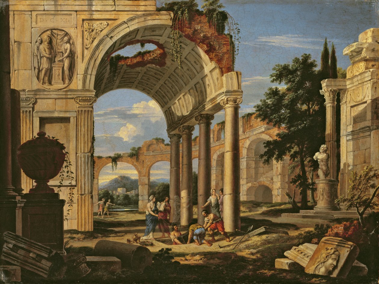 Landskap med ruiner, 1673 av Johann Oswald Harms