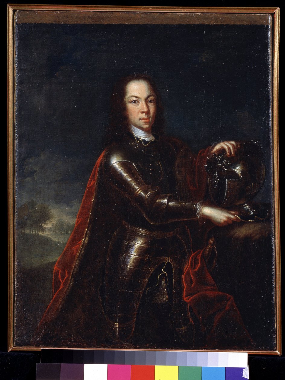 Portrett av Alexis Petrovitch Romanov (1690-1718) av Russland. (Tsarevich Alexei Petrovich fra Russland). Maleri av Johann Paul Luedden (?-1739) av Johann Paul (d.1739) Luedden