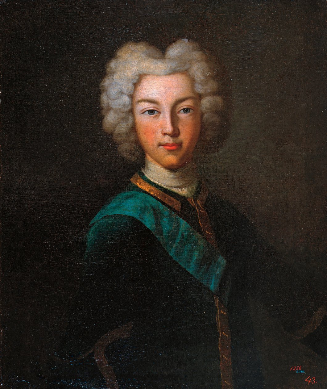 Portrett av tsaren Peter II av Russland (Portrett av tsaren Peter II av Russland) - Maleri av Johann Paul Luedden (Ludden) (?-1739), olje på lerret, sent 1720 - Statens friluftsmuseum Pavlovsk-palasset , St. Petersburg ( Russland) av Johann Paul (d.1739) Luedden