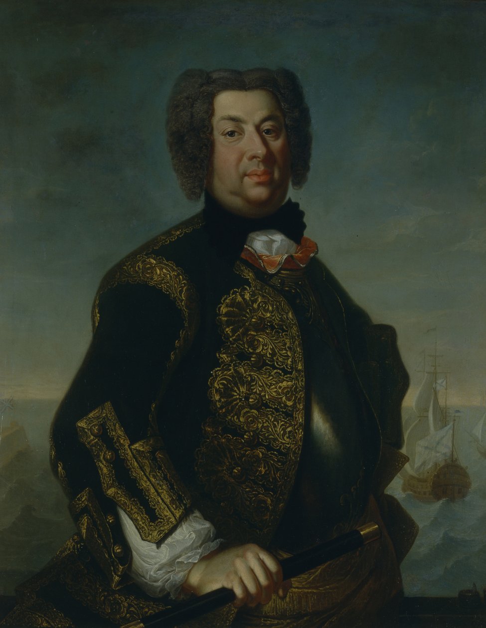 Portrett av kontraadmiral Vasily Afanasievich Dmitriev-Mamonov, 1735 av Johann Paul Luedden