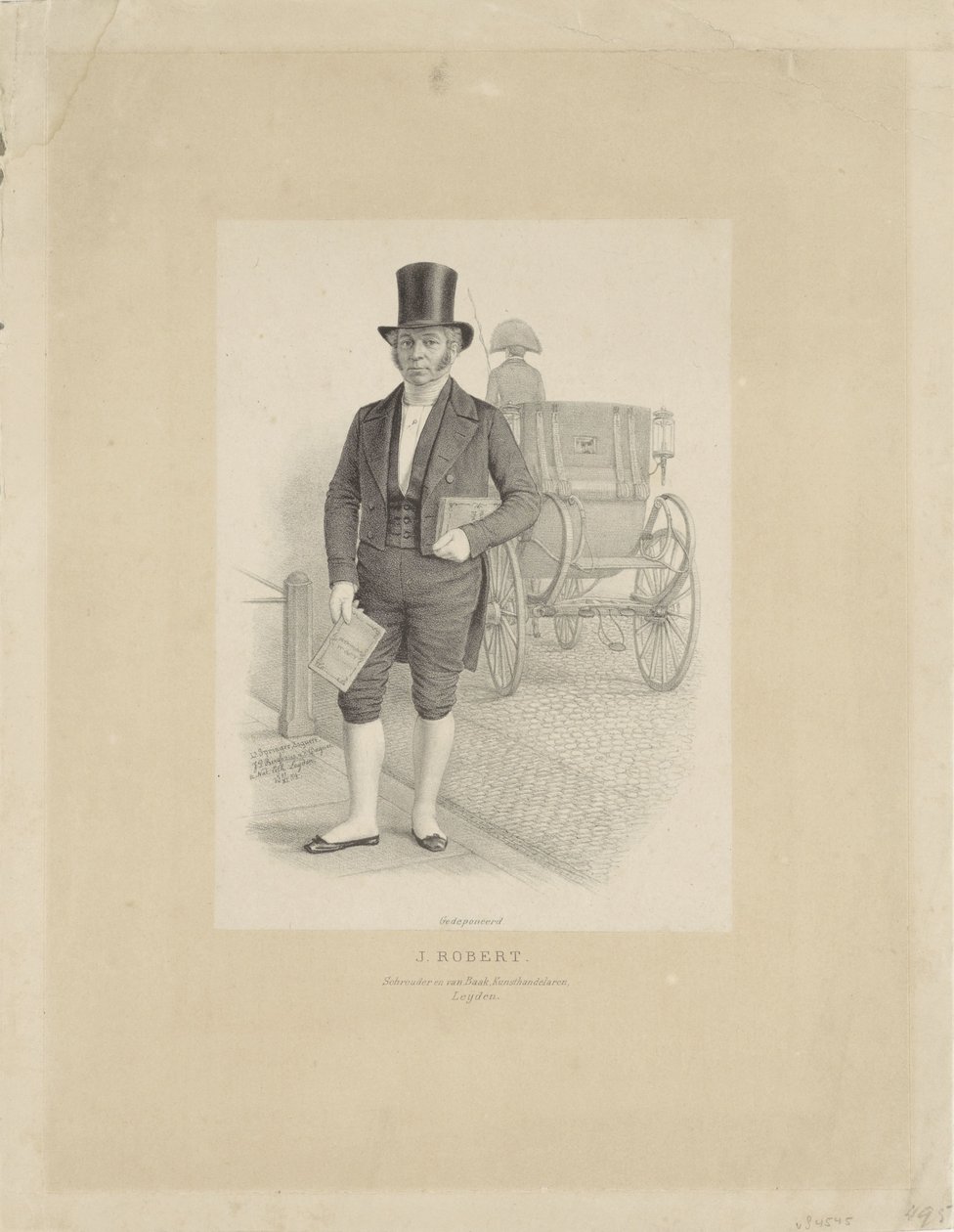 Portrett av J. Robert med vogn J. Robert (tittel på objekt) av Johann Peter Berghaus