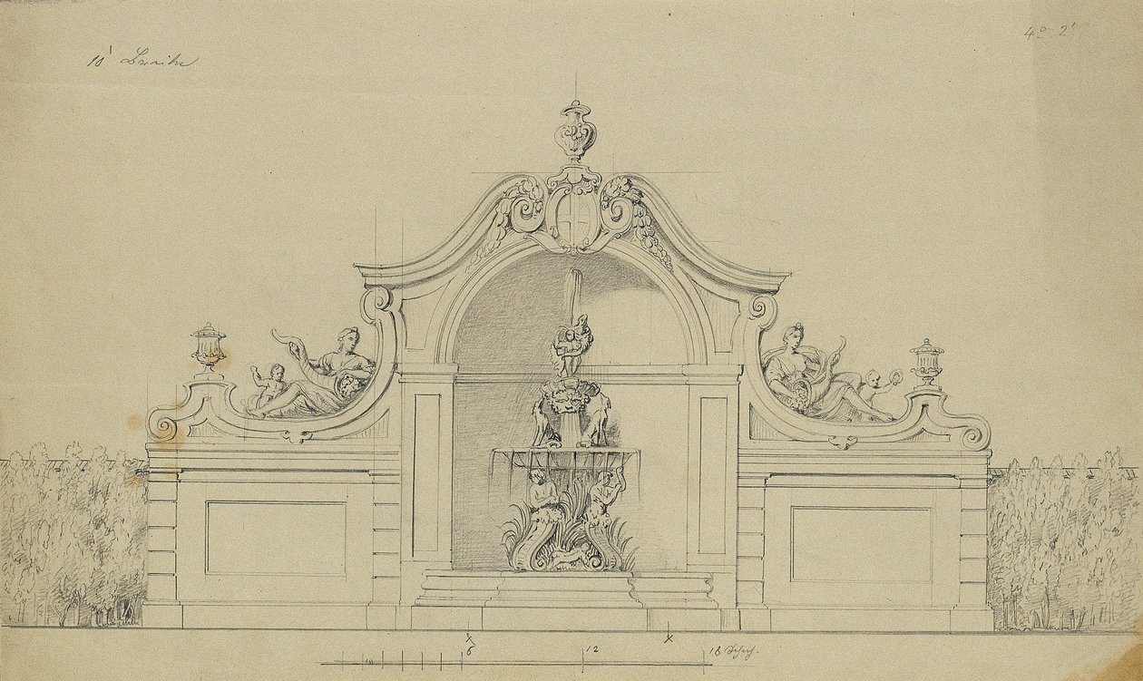 Fontene i ferskenhagen til Upper Belvedere av Johann Peter Krafft