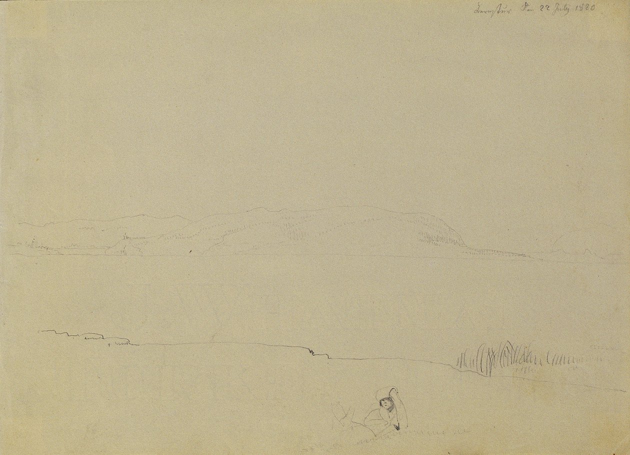 Landskapsskisse av Balatonsjøen av Johann Peter Krafft