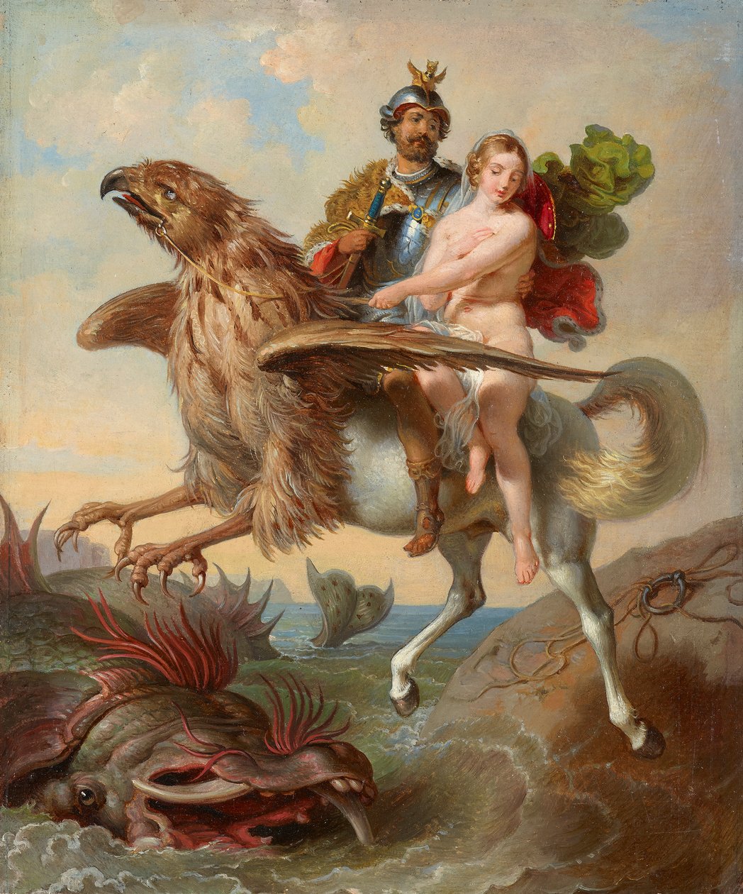 Rüdiger og Angelica (Studie for "Rüdiger og Angelica") av Johann Peter Krafft