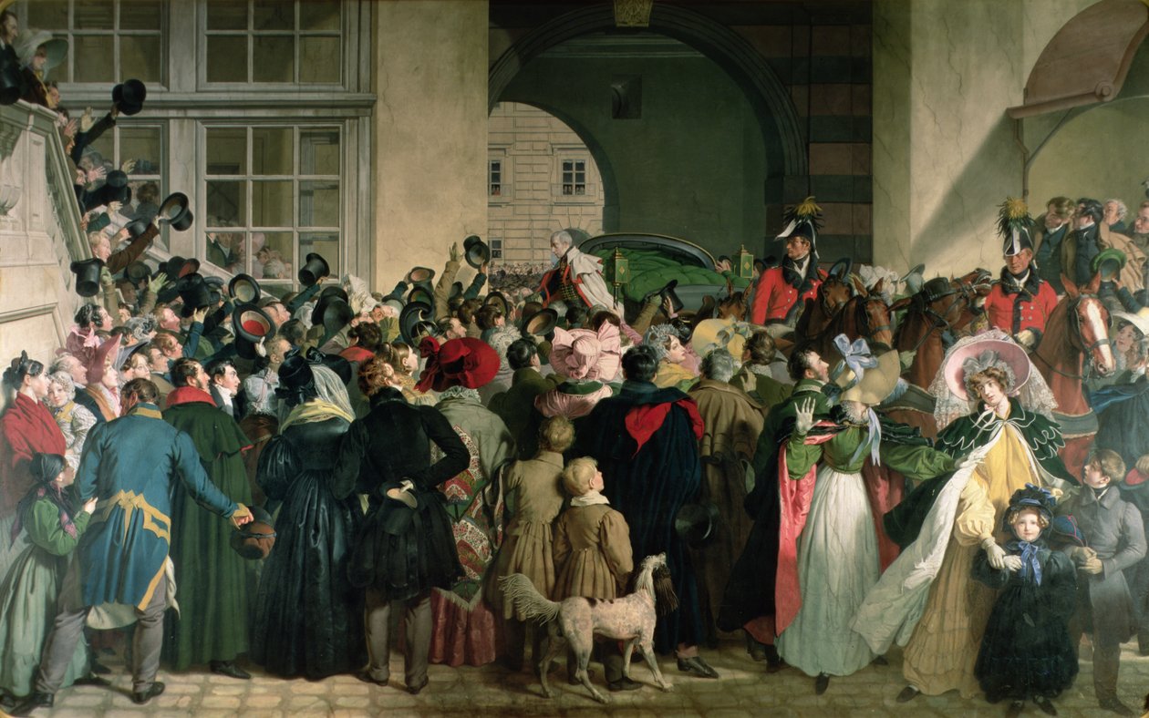 Frans I av Østerrike (II av Det hellige romerske rike) (1768-1835) tilbake til Presburg 27. november 1809, 1828-32 (enkaustisk) av Johann Peter Krafft