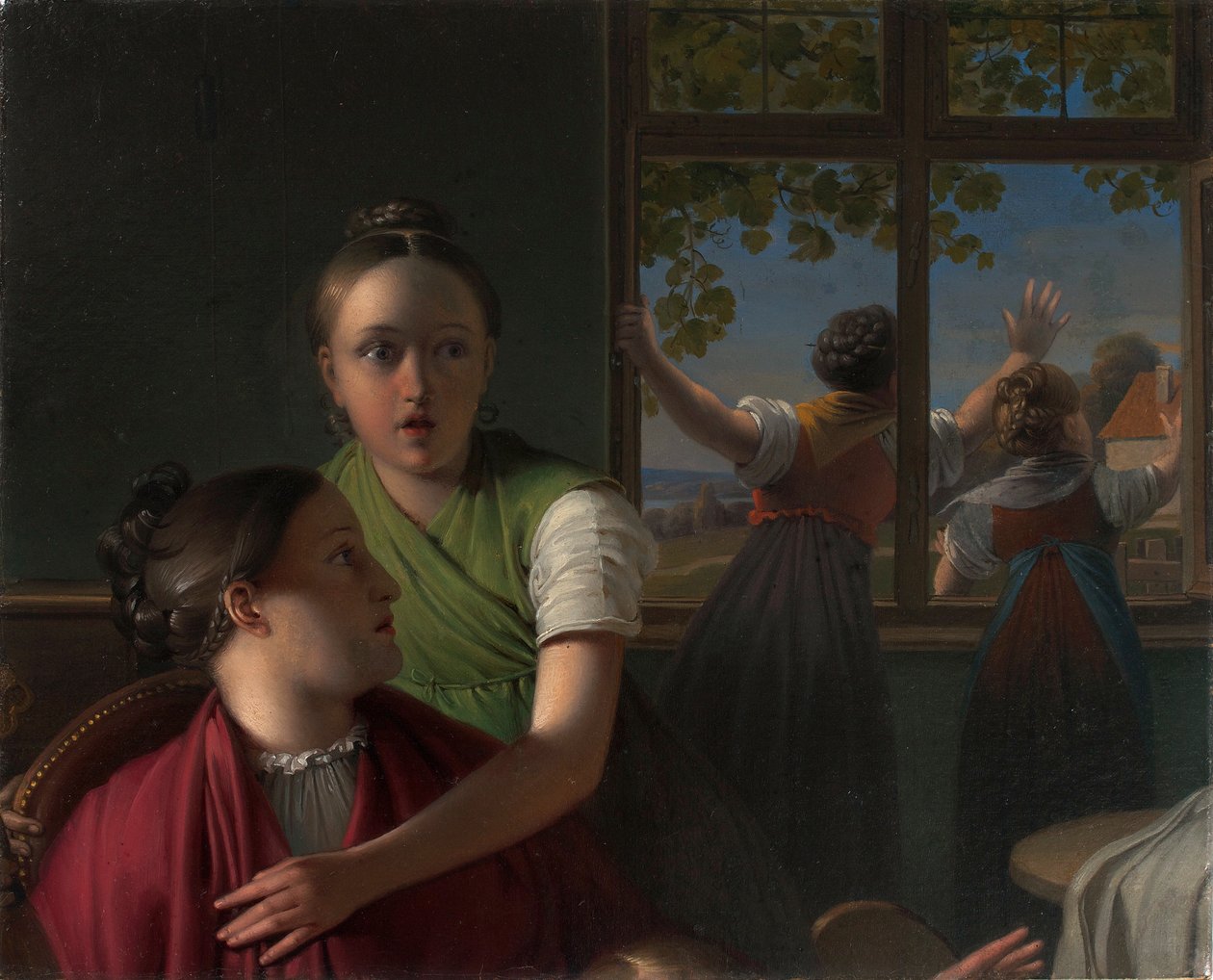 Fire jenter på et rom av Johann Peter Krafft
