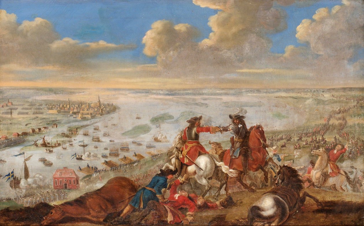 Karl XII krysser Düna 1701 av Johann Philip Lemke