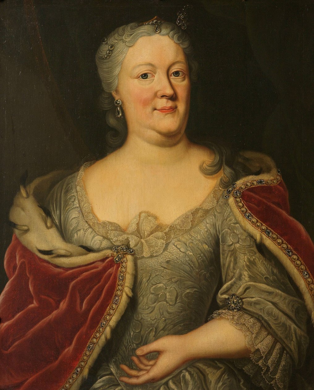 Portrett av Maria Louisa van Hessen-Kassel, kalt Maaike-Meu. Enke etter Stadtholder of Friesland John Willem Friso, Prins av Orange-Nassau av Johann Philipp Behr