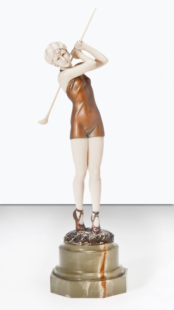 Golfspiller i badedrakt, ca. 1925 (bronse, elfenben og onyx) av Johann Philipp Ferdinand Preiss