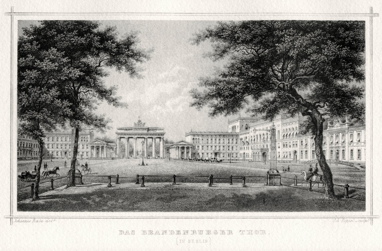 Brandenburger Tor, Berlin, 1800-tallet. av Johann Poppei