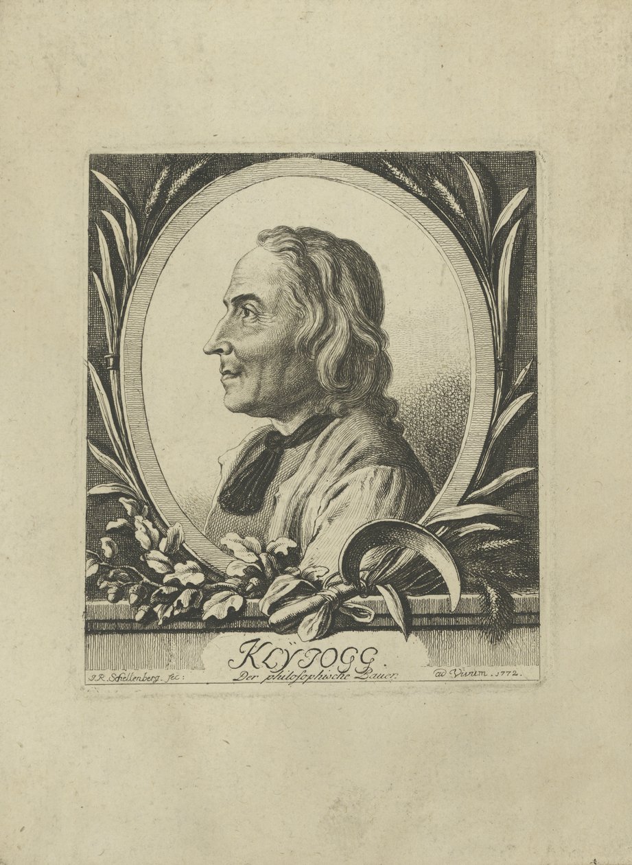Portrett av Jakob Kleinjogg Gujer 1718-1785, 1772. av Johann Rudolf Schellenberg