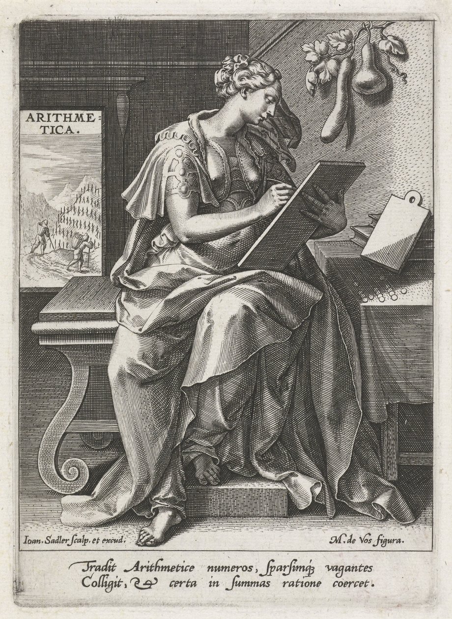 Aritmetikk Aritmetikk (tittel på objekt) De syv liberale kunstene (artes liberales) (serietittel) av Johann Sadeler (I)